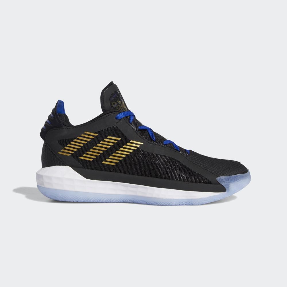 Adidasi Baschet Adidas Dame 6 Barbati Romania - Negrii/Aurii Metal/Albastru Regal FU9447